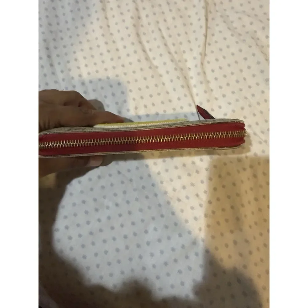 GUCCI Beige/Red GG Canvas w/Rainbow/Love Patch Zip Around Wallet